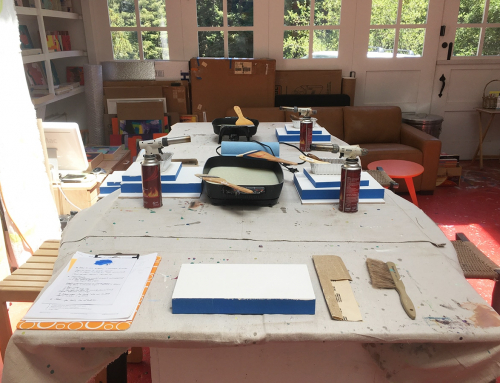Encaustic workshop during a heat wave
